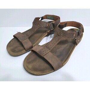 Keen Women's 9 Kaci Ana T-Strap Cafe Brown Leather Strappy Strap Sandals